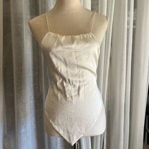 All Things Golden Silk White Halter Top